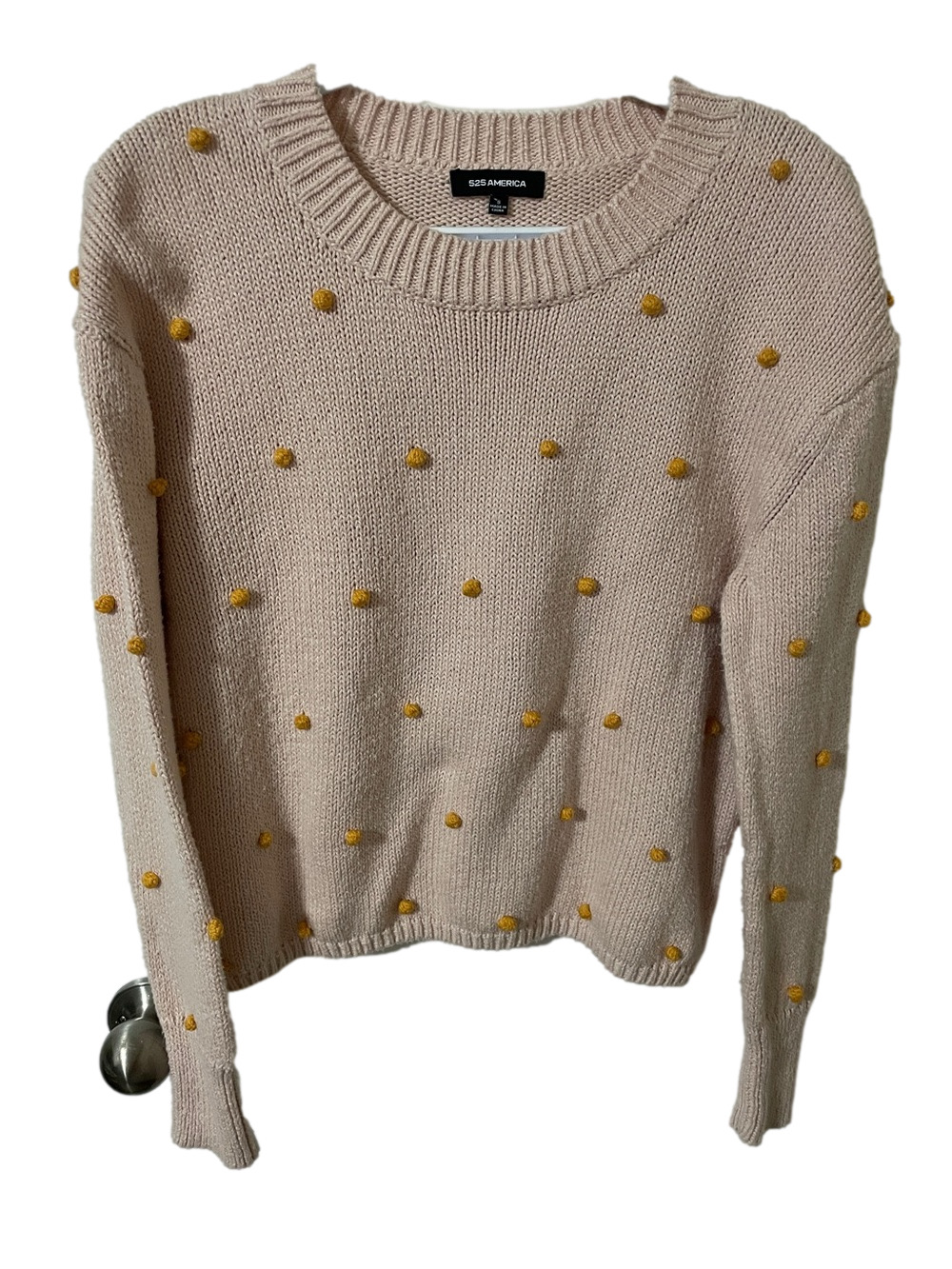 525 America Pink Cotton Crewneck Sweater with Orange Dots Size Small